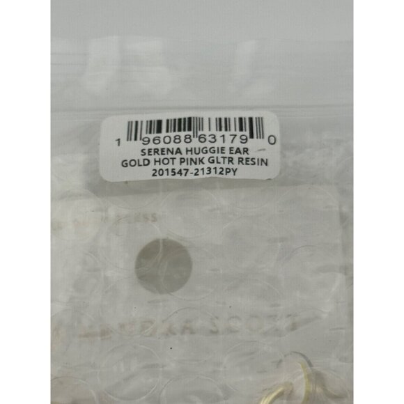 Kendra Scott Serena Gold Tone‎ Huggie Earrings Pink Glitter Resin - Picture 8 of 8